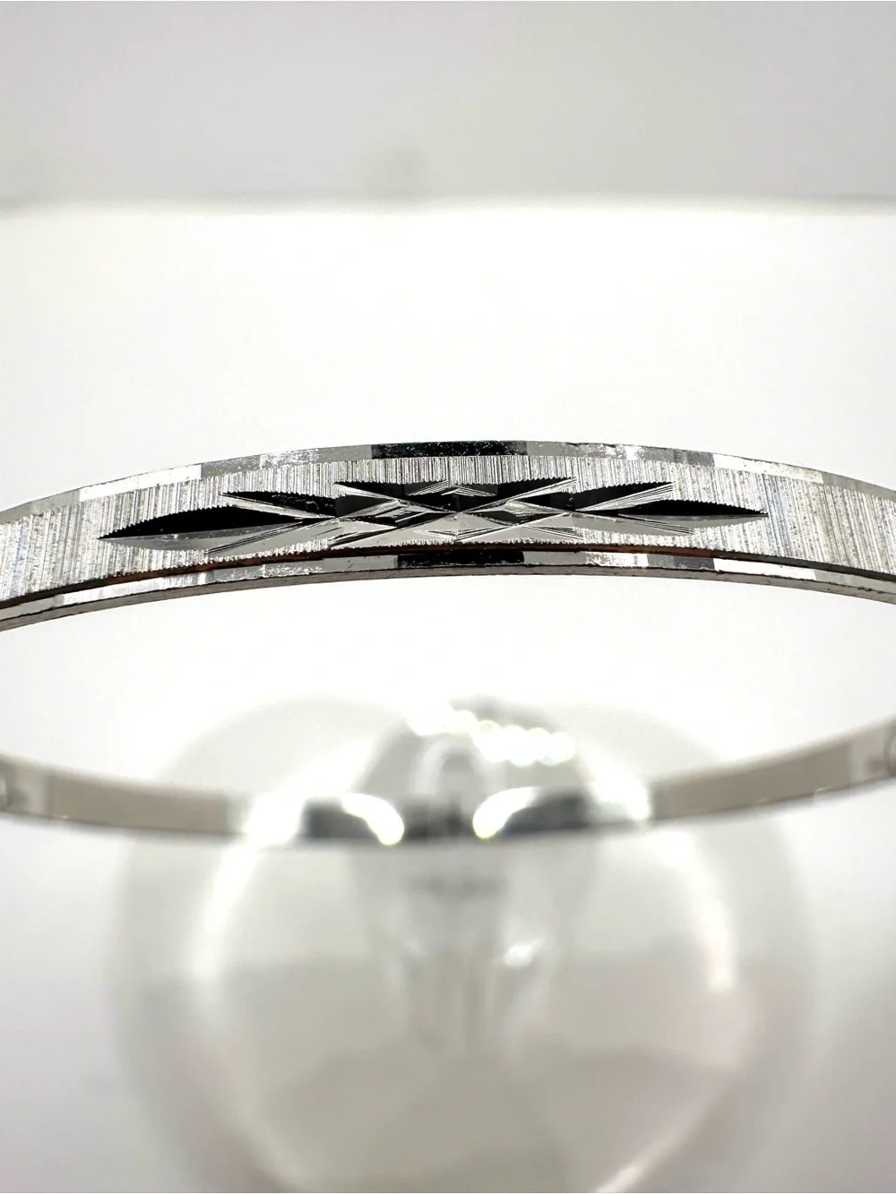 Vintage Silver 14k Gold Filled X Pattern Bangle